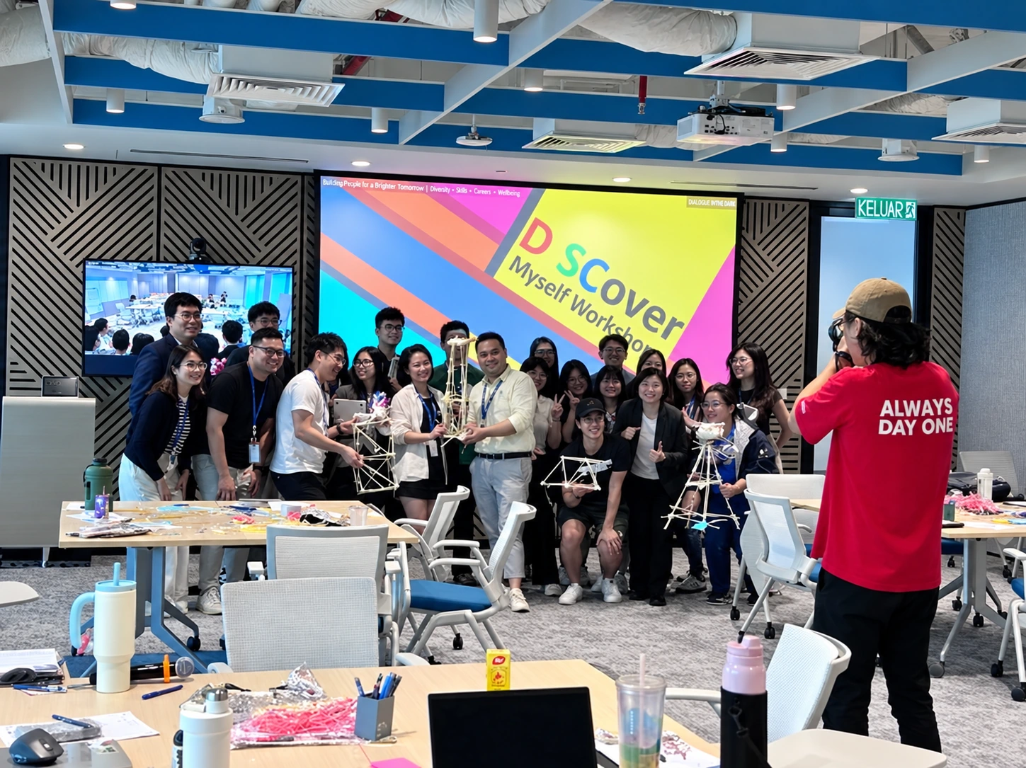 A team presenting the outcome of a learning activity